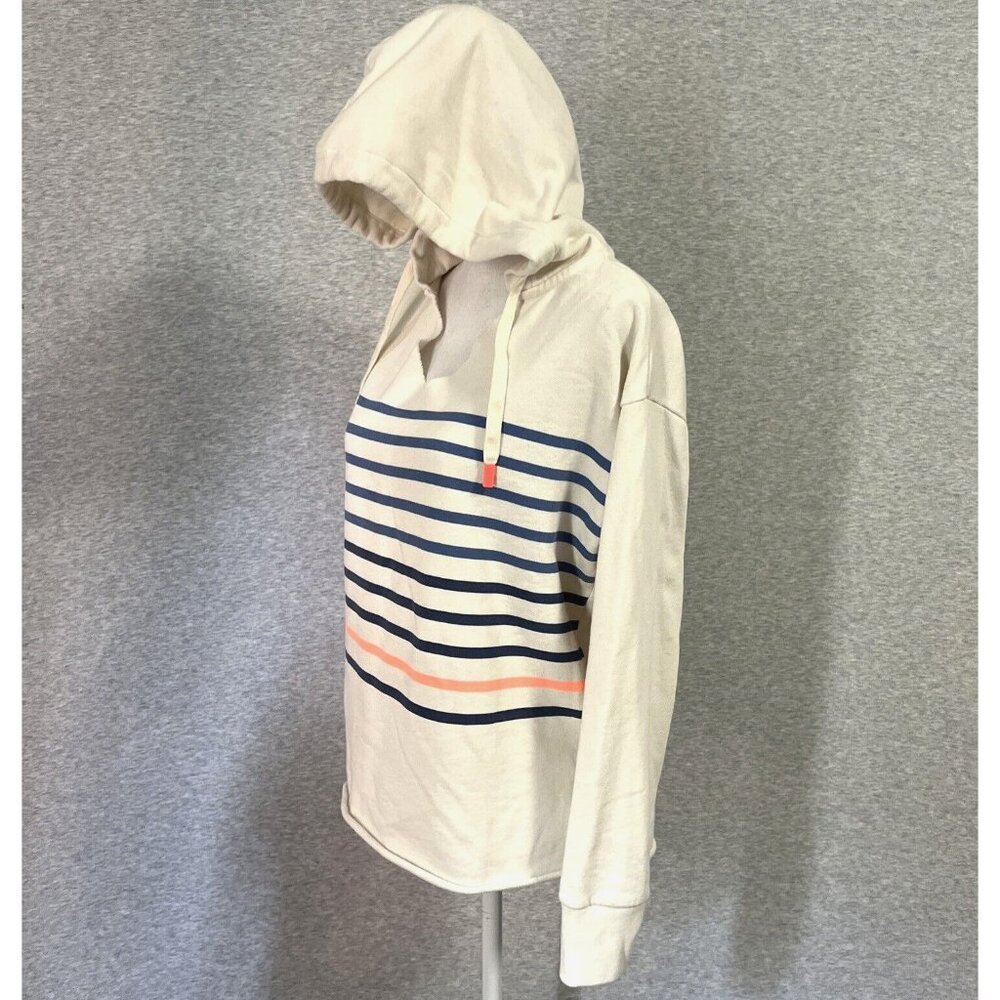 Gap Hoodie Womens Extra Small Striped Ivory Neon Orange Oversized‎ Baggy 90s Y2K